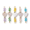 Natural Freshwater Shell Heart Connector Charms PALLOY-JF02512-1