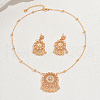 Luxury Court Style Brass Hollow Round Tassel Earrings & Necklaces Sets for Women JB0606-5