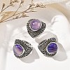 Natural & Synthetic Gemstone Adjustable Rings RJEW-I108-03AS-2