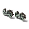 Printing Wood Stud Earrings for Women EJEW-B028-06-1