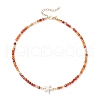 Summer Beach Natural Carnelian Round Beaded Necklaces NJEW-JN05262-04-4