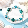 5Pcs Starfish & Turtle Synthetic Turquoise Dyed Beads Stretch Bracelets for Women BJEW-JB11920-4