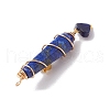6Pcs 6 Styles Natural Carnelian & Green Aventurine & Rose Quartz & Quartz Crystal & Lapis Lazuli & Amethyst Copper Wire Wrapped Faceted Bullet Heart Pendants PALLOY-JF03482-01-5