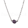 Natural Amethyst/Rose Quartz/Tiger Eye/Amazonite/Sodalite Faceted Round Pendant Necklaces NJEW-JN05133-01-4