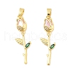 Flower Brass Micro Pave Cubic Zirconia Pendants KK-M325-07G-1