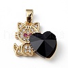 Real 18K Gold Plated Rack Plating Brass Micro Pave Cubic Zirconia Pendants KK-C015-31G-14-1