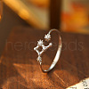 925 Sterling Silver Micro Pave Clear Cubic Zirconia Cuff Rings FS-WG4CDD9-04-1