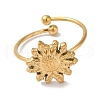 Ion Plating(IP) 304 Stainless Steel Sunflower Open Cuff Rings for Women RJEW-M167-09A-G-2
