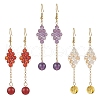Natural Agate Bead & Natural Amethyst & Natural Citrine & Natural Carnelian & Natural Quartz Crystal Dangle Earrings EJEW-TA00660-3