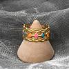 304 Stainless Stee Enamel Open Cuff Rings RJEW-Q006-02A-G-4
