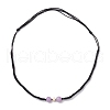 Adjustable Natural Dyed Yellow Jade & Brass Pendant Necklaces NJEW-JN04944-4
