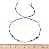 Faceted Round Natural Lapis Lazuli & Turquoise & Amethyst & Quartz Crystal Braided Bead Bracelets BJEW-F493-09G-04-5