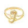 Clear Cubic Zirconia Initial Letter with Crown Adjustable Ring RJEW-M139-17J-2