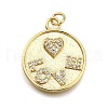 Rack Plating Brass Micro Pave Cubic Zirconia Pendants KK-K401-78G-1