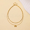 304 Stainless Steel Bowknot Pendant Necklaces NJEW-L182-001G-04-4