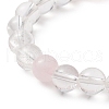 Natural Rose Quartz & Quartz Crystal Beaded Stretch Bracelet BJEW-TA00246-3