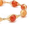 Natural Carnelian Beaded Bracelets for Men Women BJEW-TA00012-01-4