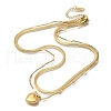 304 Stainless Steel Double Layered Heart Pendant Necklaces for Women NJEW-H046-04G-3