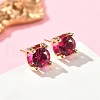 Square Brass Micro Pave Cubic Zirconin Stud Earrings EJEW-D318-03KCG-A-1
