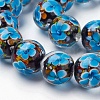 Handmade Inner Flower Lampwork Beads Strands LAMP-L072-F06-1