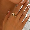 Brass Micro Pave Cubic Zirconia Double Layer Cuff Rings for Women AH8592-4