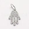 CZ Brass Micro Pave Cubic Zirconia Hamsa Hand/Hand of Fatima /Hand of Miriam Charms ZIRC-L018-03-2