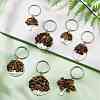 Natural Tiger Eye Chip & Alloy Tree of Life Pendant Keychain KEYC-JKC00648-07-2
