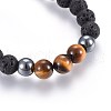 Natural Lava Rock and Non-Magnetic Synthetic Hematite Beads Braided Bead Bracelets X-BJEW-JB03975-25-2