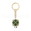 Handmade Glass Seed Beads & Malaysia Jade Red Jasper Beads Synthetic Turquoise Green Aventurine Turtle Pendant Keychain KEYC-MZ00024-3