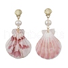 Natural Scallop Shell Dangle Stud Earrings EJEW-TA00628-4