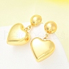 Heart 304 Stainless Steel Dangle Stud Earrings EJEW-A125-52G-3
