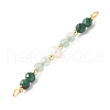 Faceted Round Natural Green Aventurinee & Malachite & Potato Natural Cultured Freshwater Pearl Beaded Connector Charms PALLOY-JF03531-03-3