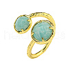 Round Natural Amazonite Open Cuff Rings RJEW-C087-02G-02-1