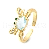 Ocean Theme Brass Micro Pave Cubic Zirconia Cuff Rings for Women RJEW-F184-17F-G-2