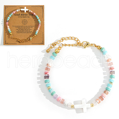 Column Shell Beads Bracelets QP1883-2-1