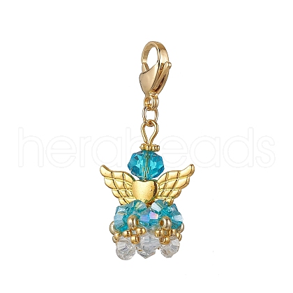 Angel Glass Pendant Decorations HJEW-MZ00214-03-1