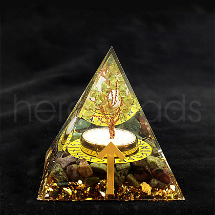 Viking Rune Symbol-God of War Orgonite Pyramid Resin Display Decorations DJEW-PW0006-02X-1