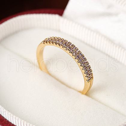 Brass Micro Pave Cubic Zirconia Finger Rings for Women FS-WG59B22-04-1