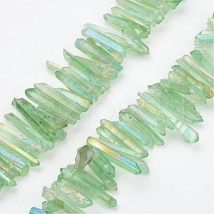 Electroplated Natural Quartz Stick Bead Strands G-G950-06B-1