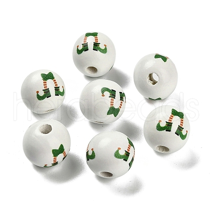 St. Patrick's Day Series Printed Schima Wood European Beads WOOD-V002-01D-1