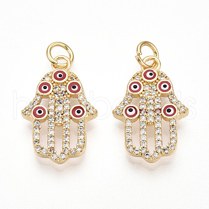 Brass Micro Pave Cubic Zirconia Pendants KK-T070-72-1