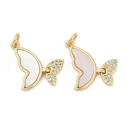 Brass Micro Pave Cubic Zirconia Pendants KK-U058-08G-02-1