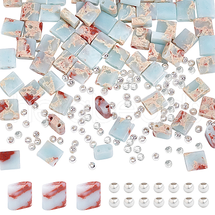  1 Strand Rectangle Synthetic Aqua Terra Jasper Beads Strands G-NB0005-58-1