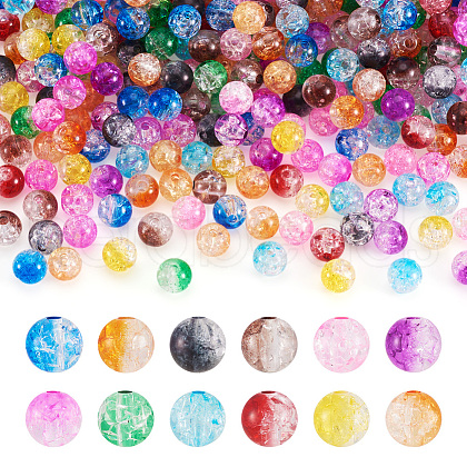 Two Tone Transparent Crackle Acrylic Beads CACR-TA0001-01-1