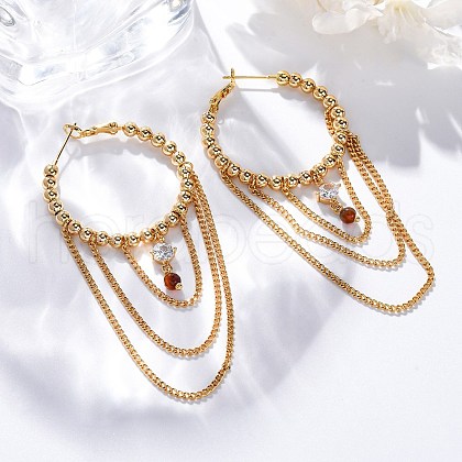 Brass Micro Pave Clear Cubic Zirconia Hoop Earrings EJEW-R014-15G-1