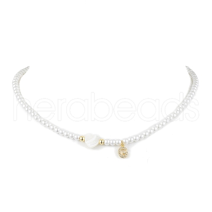 Brass Micro Pave Grade AAA Cubic Zirconia Letter Pendant Necklaces NJEW-JN04771-07-1