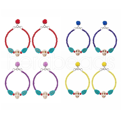 Glass Seed Beads Stud Earring EJEW-JE05982-1