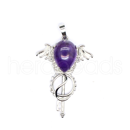 Natural Amethyst Teardrop Pendants PW-WG60016-12-1