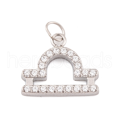 316 Stainless Steel Micro Pave Cubic Zirconia Pendants STAS-K284-01K-P-1