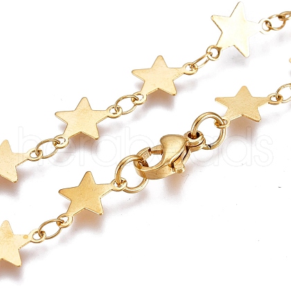 304 Stainless Steel Link Chain Necklaces NJEW-L457-008G-1